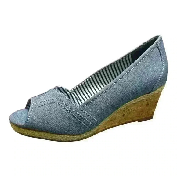 NEW Women's Sonoma Life Style Open Toe Wedged Shoes Blue 7.5 - Picture 1 of 13